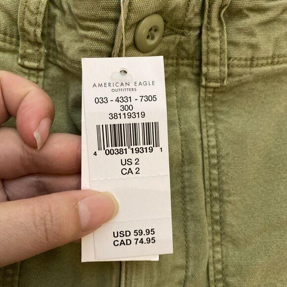 American Eagle Cargo Shorts Womens Size 2 Green Highest Rise 90s Boyfriend - Picture 4 of 9